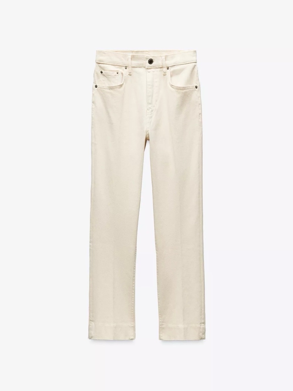 Zara Women's Cream Ankle-Length Bootcut Cropped Jeans Size 6